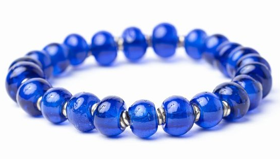  Recycled Glass Bracelet in Cobalt Blue