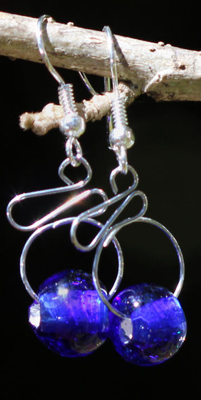  Recycled Glass Earrings in Cobalt Blue