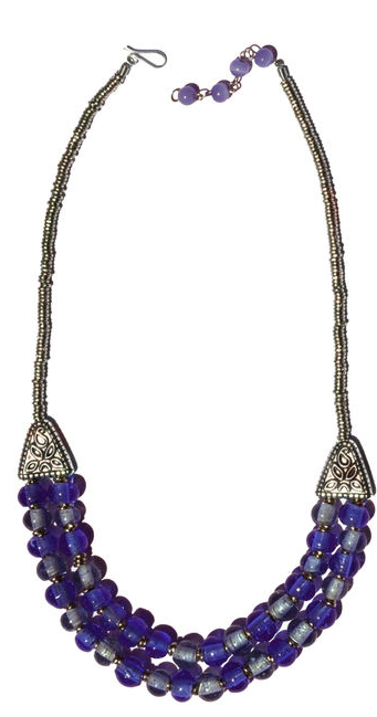  Recycled Glass Necklace in Cobalt Blue