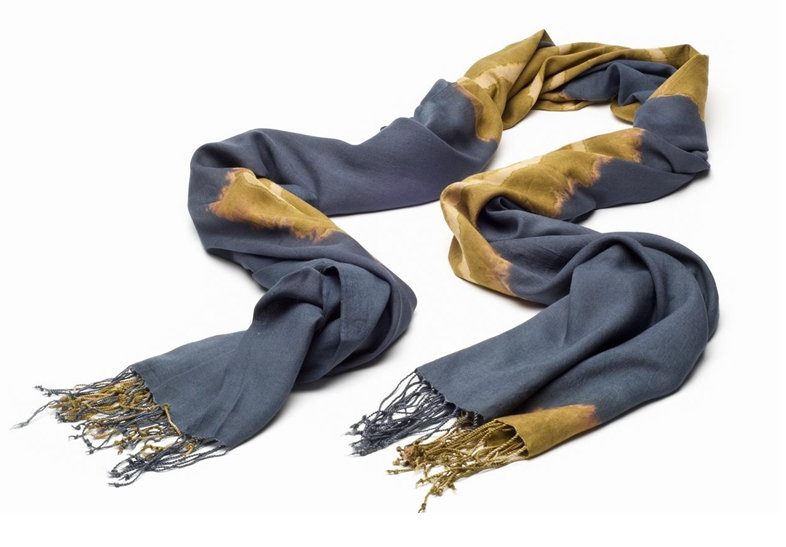  Socially Responsible Hand Dyed Scarf Grey and Gold